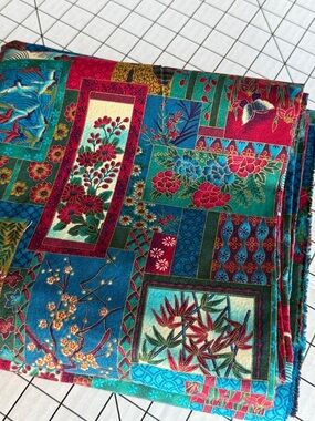 4 Yds “Kimono Collection” Tosca Fabric Japanese Patchwork Teal Magenta Metallic